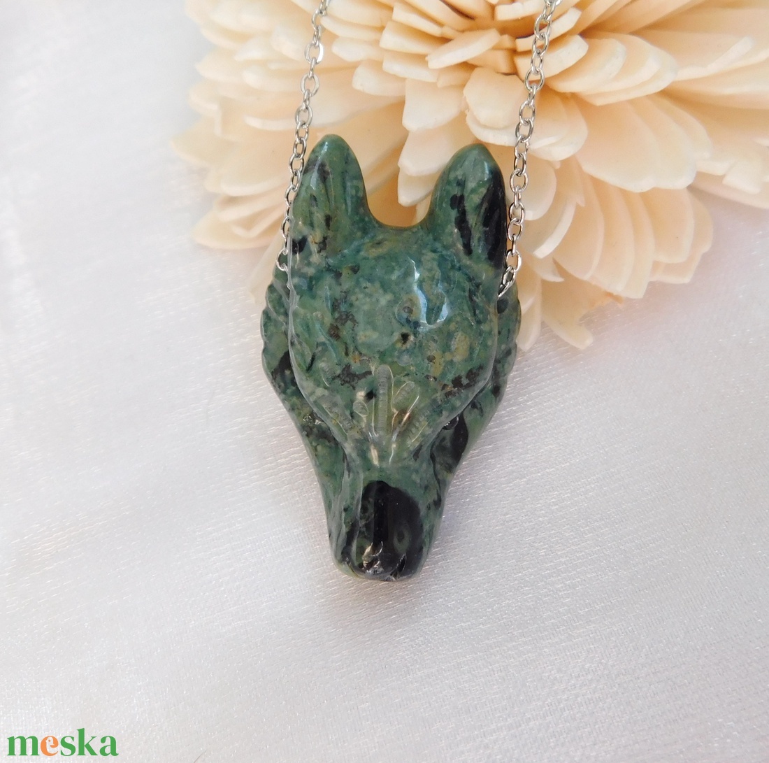 Kambaba jáspis (eldarit) farkas nyaklánc - ékszer - nyaklánc - medálos nyaklánc - Meska.hu