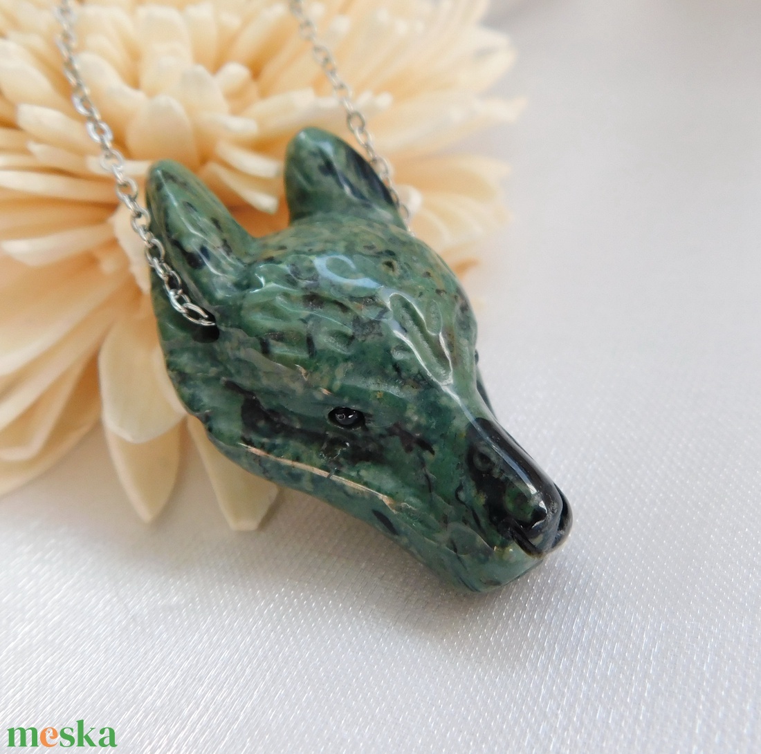 Kambaba jáspis (eldarit) farkas nyaklánc - ékszer - nyaklánc - medálos nyaklánc - Meska.hu
