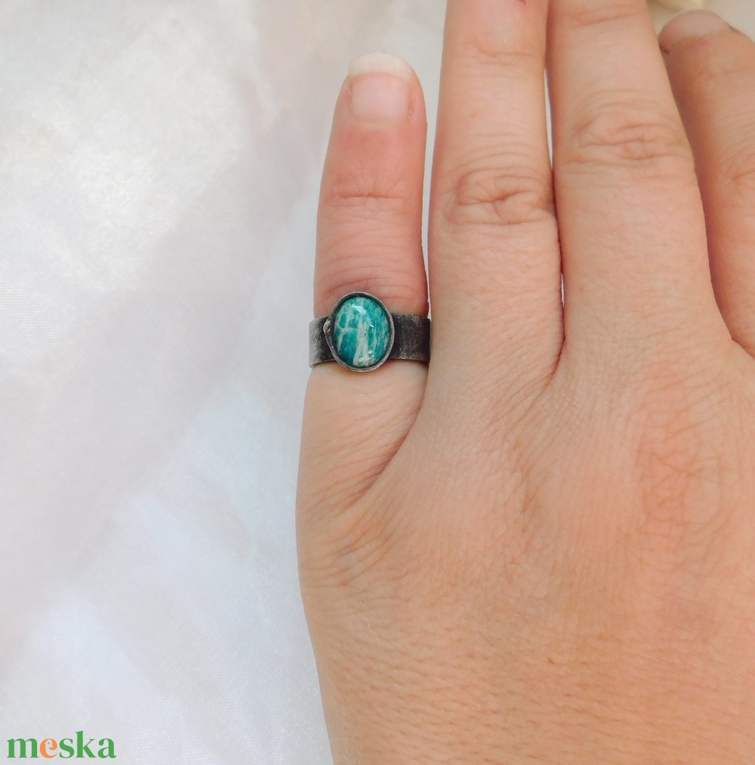 Amazonit gyűrű - ékszer - gyűrű - szoliter gyűrű - Meska.hu