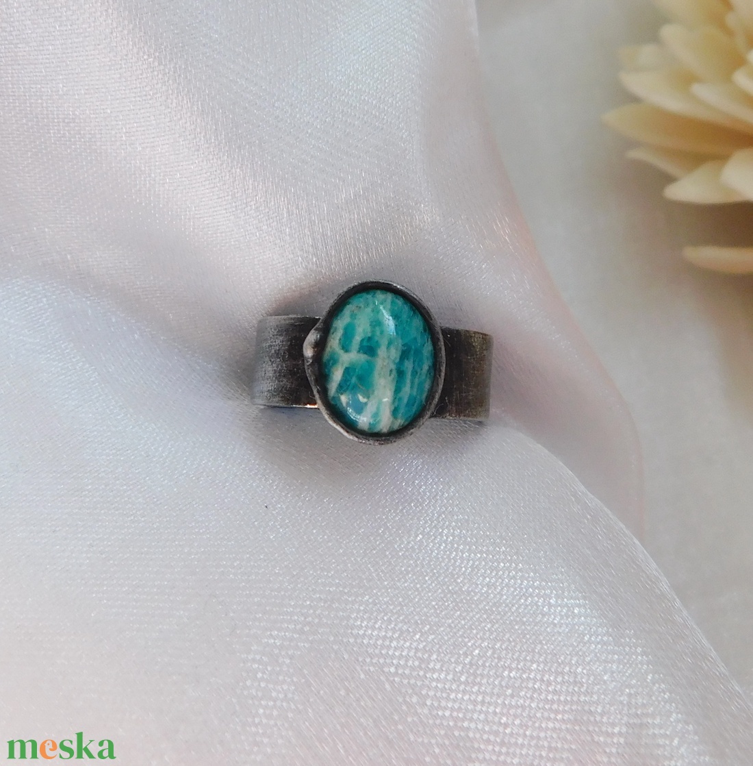Amazonit gyűrű - ékszer - gyűrű - szoliter gyűrű - Meska.hu