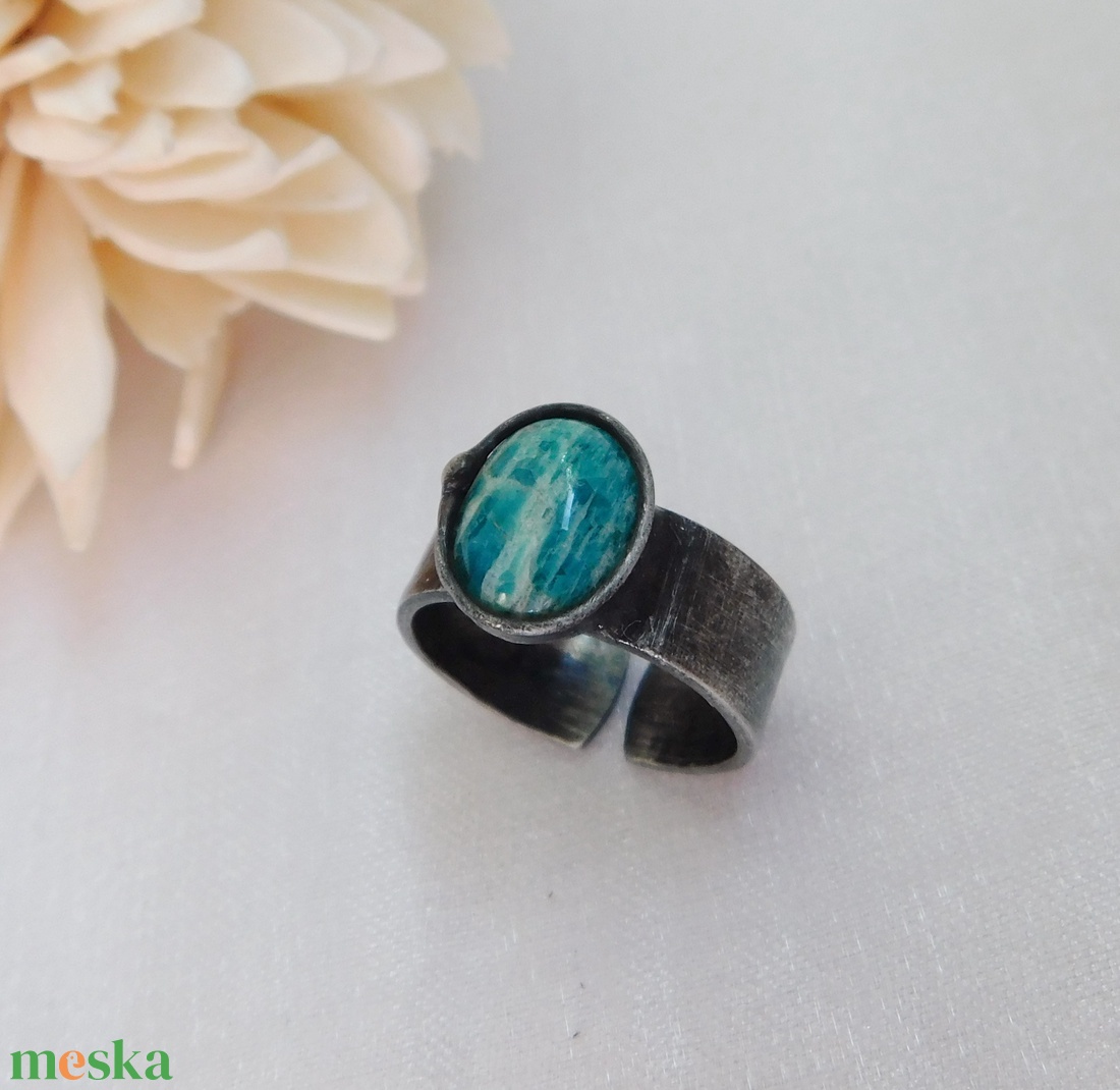 Amazonit gyűrű - ékszer - gyűrű - szoliter gyűrű - Meska.hu