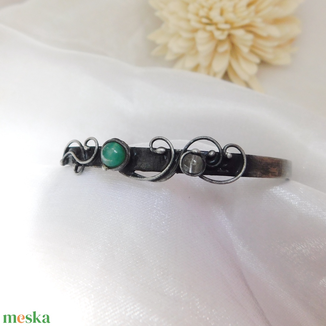 Karperec aventurinnal és hegyikristállyal - ékszer - karkötő - karperec - Meska.hu