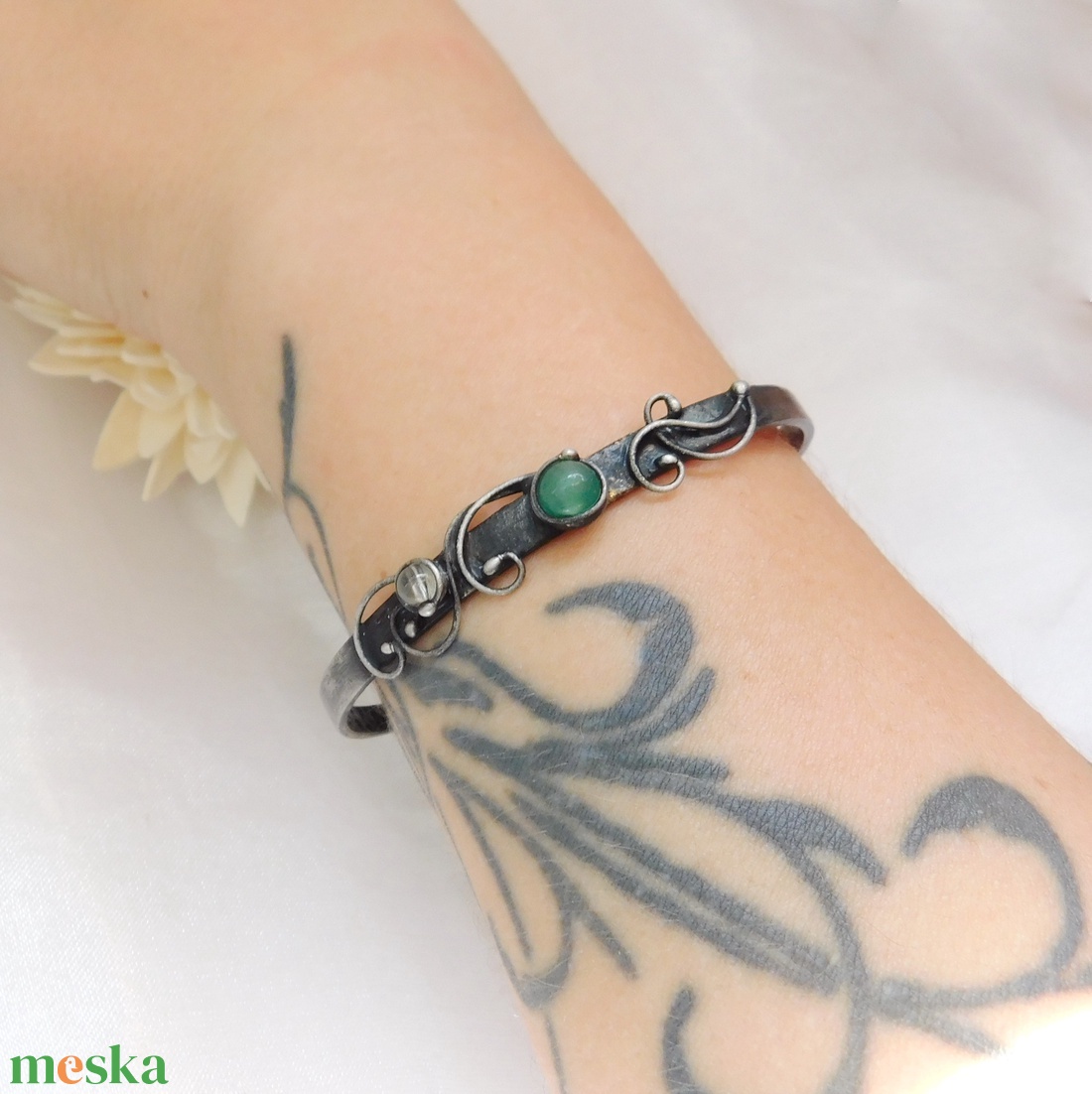 Karperec aventurinnal és hegyikristállyal - ékszer - karkötő - karperec - Meska.hu