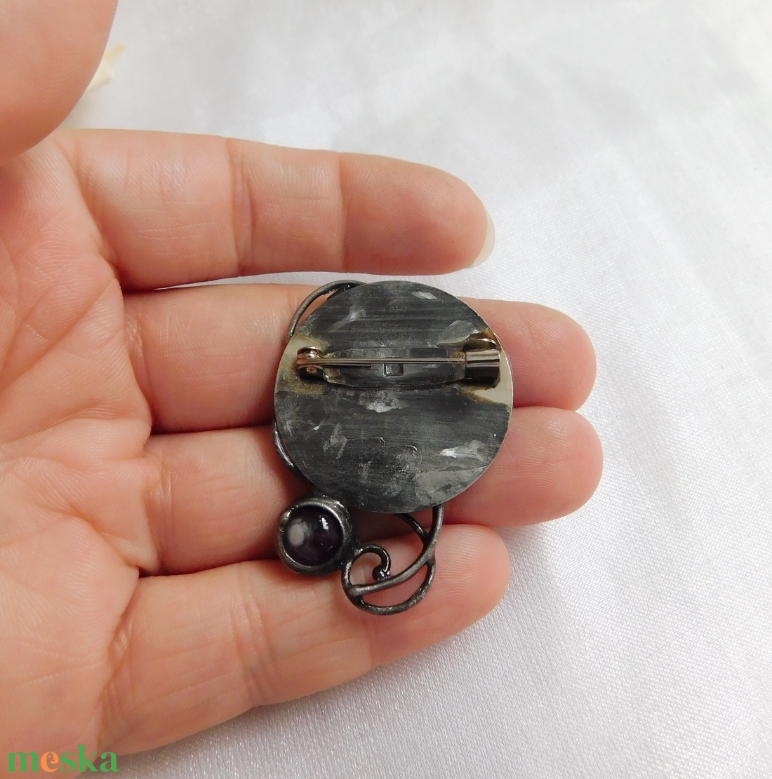 Ametiszt bross / kitűző - ékszer - kitűző és bross - Meska.hu