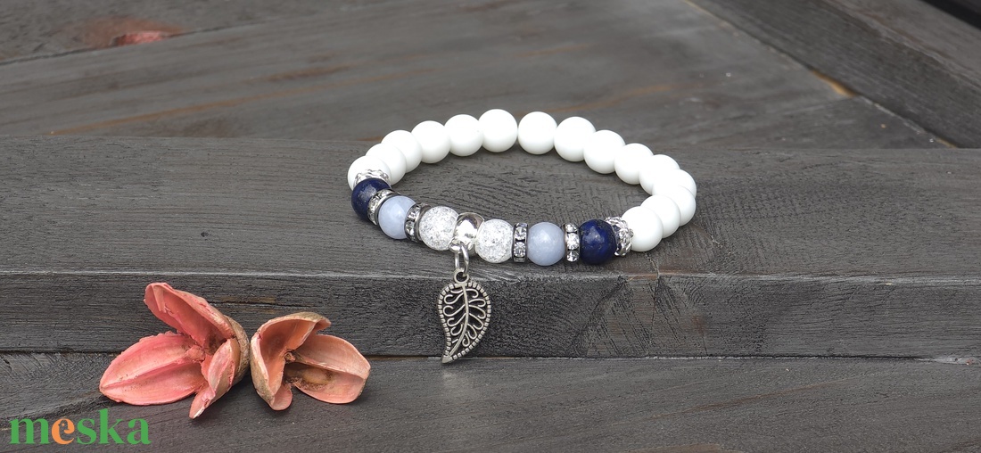 Bölcsesség és Harmónia Ásvány Karkötő � Lapis Lazuli, Angyelit és Howlit - ékszer - karkötő - ásványkarkötő - Meska.hu