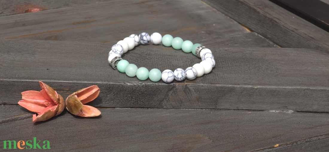Érzelmiegyensúly és pozizív energiák - Menta Ásvány Karkötő - ékszer - karkötő - ásványkarkötő - Meska.hu