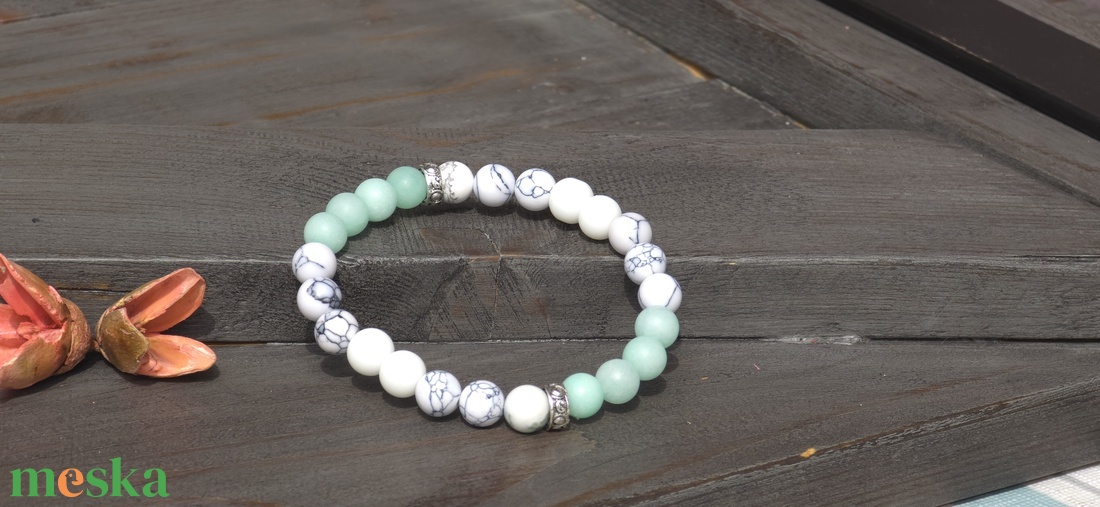 Érzelmiegyensúly és pozizív energiák - Menta Ásvány Karkötő - ékszer - karkötő - ásványkarkötő - Meska.hu
