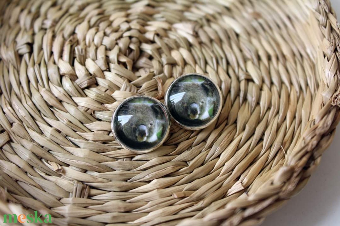 14mm-es üveglencsés koala fülbevaló - ékszer - fülbevaló - pötty fülbevaló - Meska.hu 14mm-es üveglencsés koala fülbevaló - ékszer - fülbevaló - pötty fülbevaló - Meska.hu