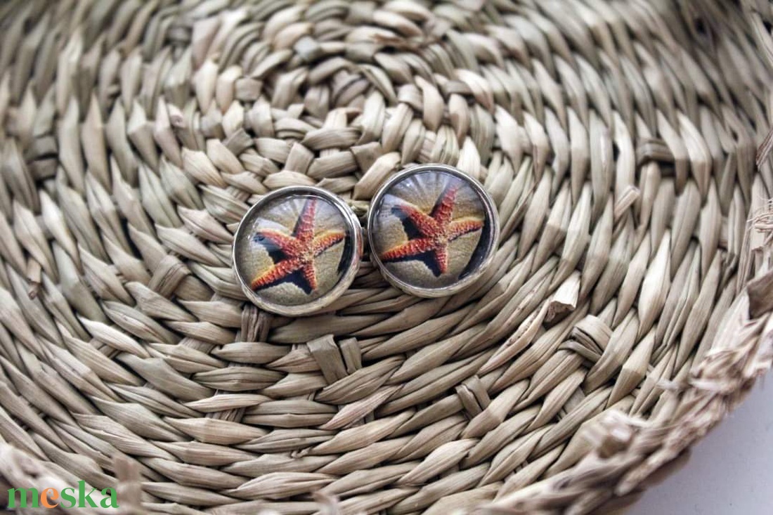 14mm-es üveglencsés tengeri csillag   fülbevaló - diy (csináld magad) - fűzésminták - Meska.hu