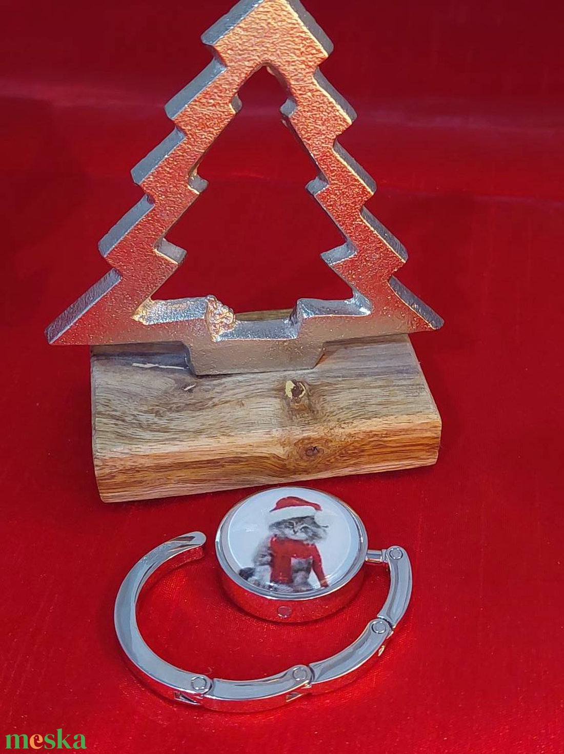 Táskatartó-karácsonyi mintás, cica - táska & tok - kulcstartó & táskadísz - táskaakasztó - Meska.hu