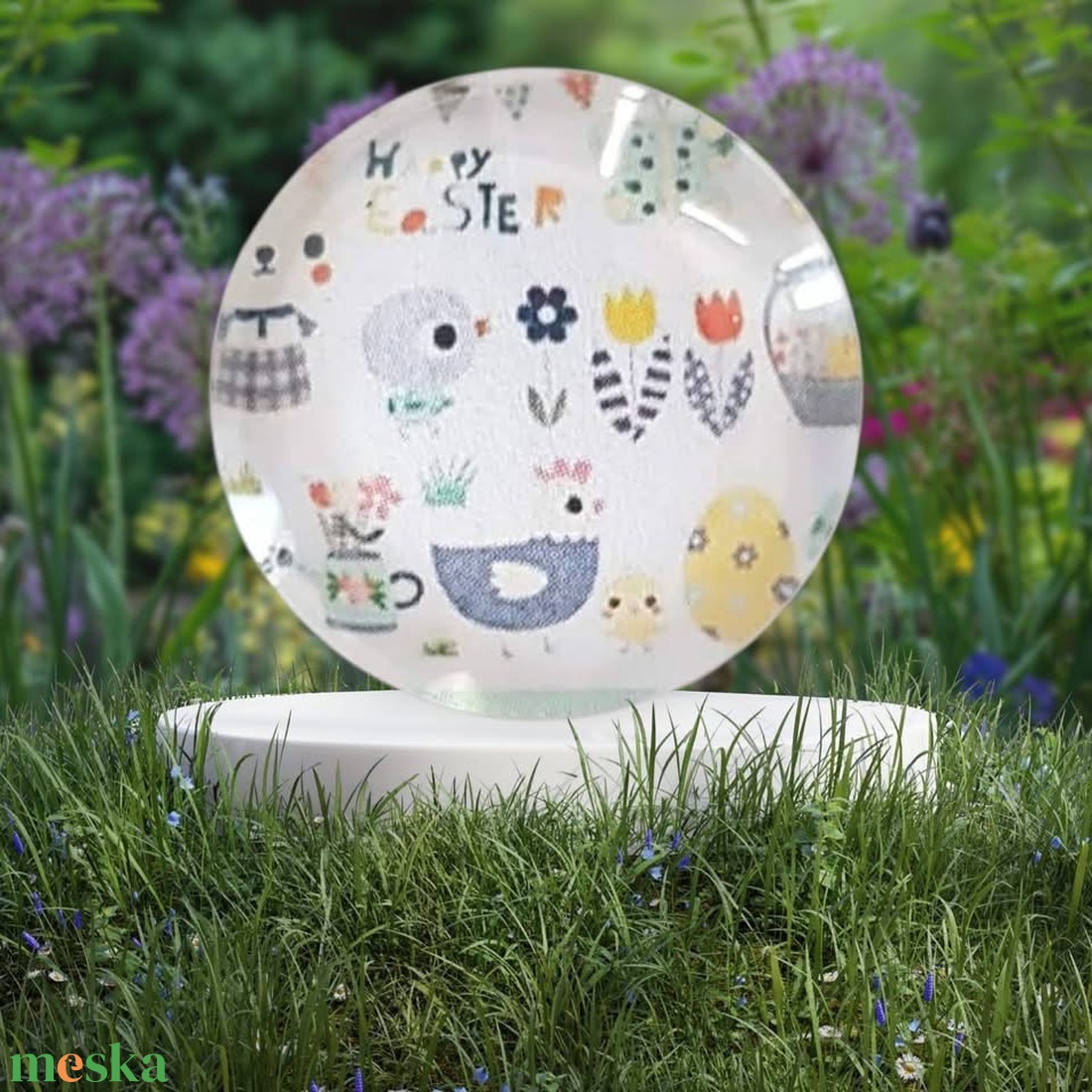 Húsvéti hűtőmágnes � vidám csibés és virágos mintával - otthon & életmód - konyhafelszerelés, tálalás - konyhai dekoráció - hűtőmágnes - Meska.hu