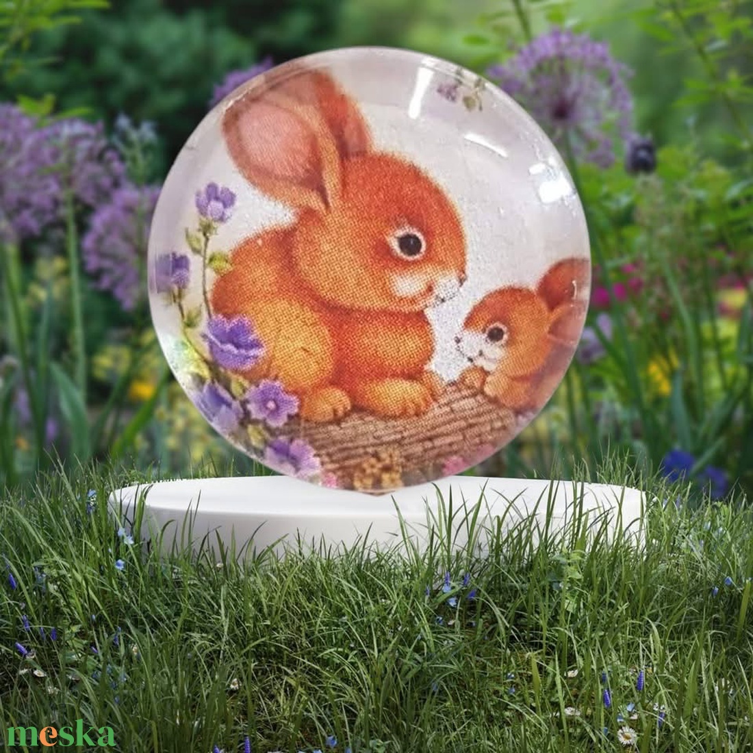 Húsvéti nyuszis hűtőmágnes � tavaszi virágos dekor - otthon & életmód - konyhafelszerelés, tálalás - konyhai dekoráció - hűtőmágnes - Meska.hu