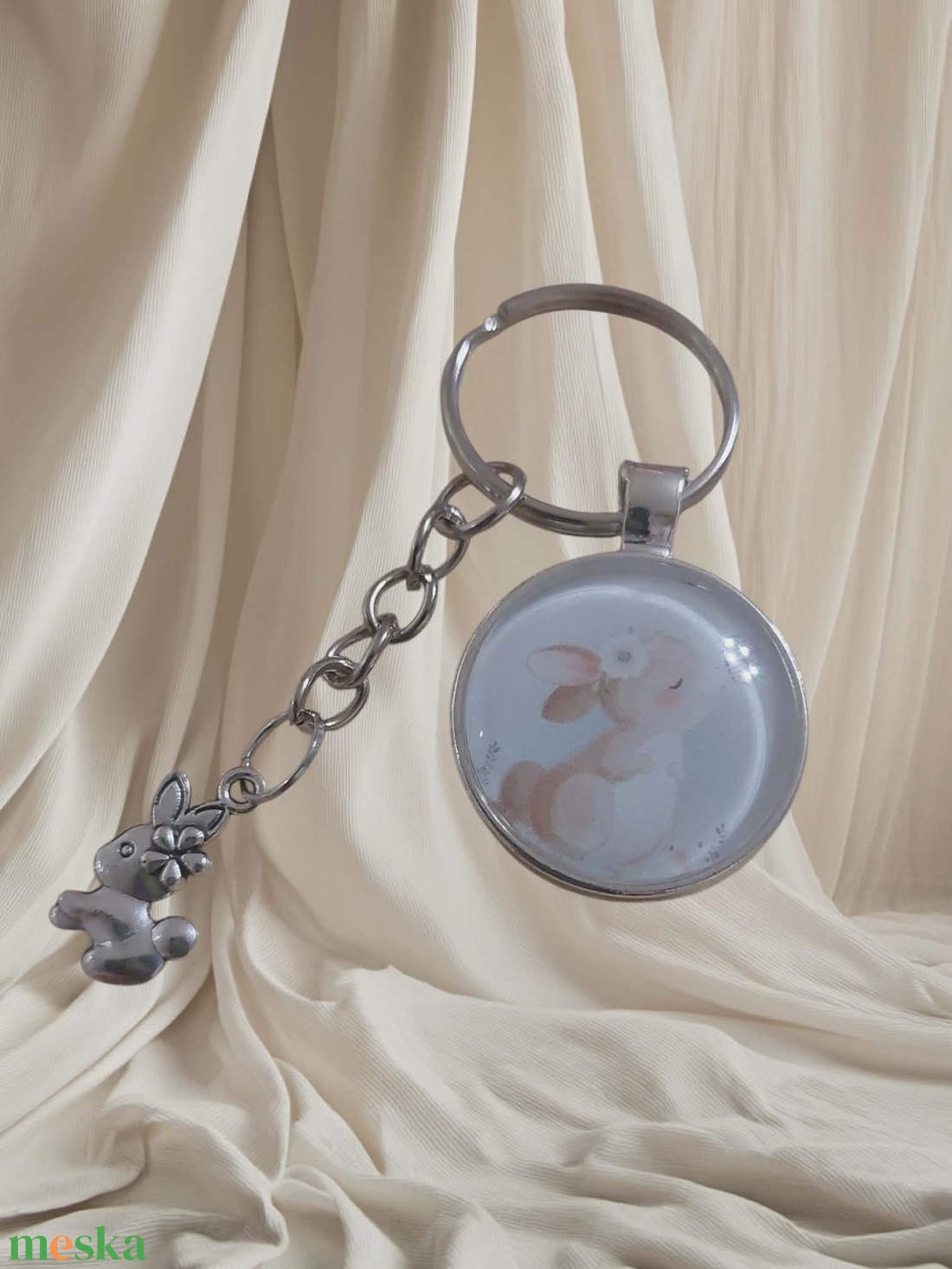 Pasztell nyuszis kulcstartó - táska & tok - kulcstartó & táskadísz - táskadísz - Meska.hu