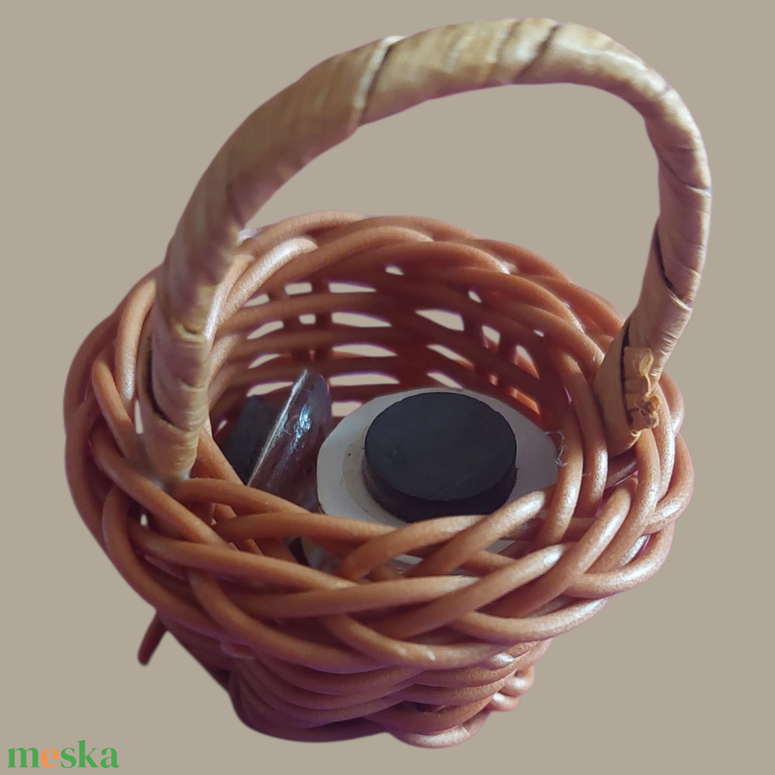 Húsvéti kiskosár 3db-os hűtőmágnessel - otthon & életmód - konyhafelszerelés, tálalás - konyhai dekoráció - hűtőmágnes - Meska.hu