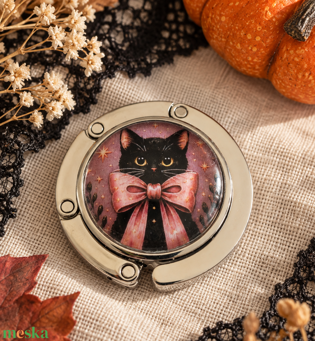 �� Halloweeni cicás táskatartó ��� - táska & tok - kulcstartó & táskadísz - táskaakasztó - Meska.hu