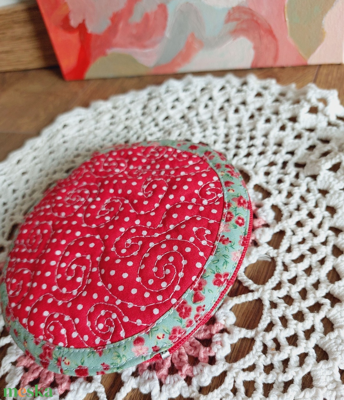 Őszre, karácsonyra:  Piros színű kerek kulcstartó, neszeszer - táska & tok - kulcstartó & táskadísz - kulcstartó - Meska.hu