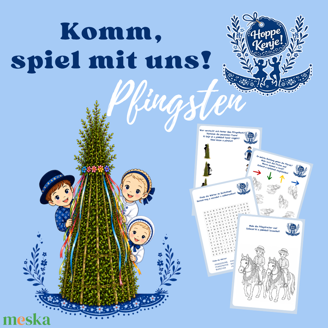 Hoppe Kenje- MINI Arbeitsbl�tter: Pfingsten - játék & sport - készségfejlesztő és logikai játék - oktató játékok - Meska.hu