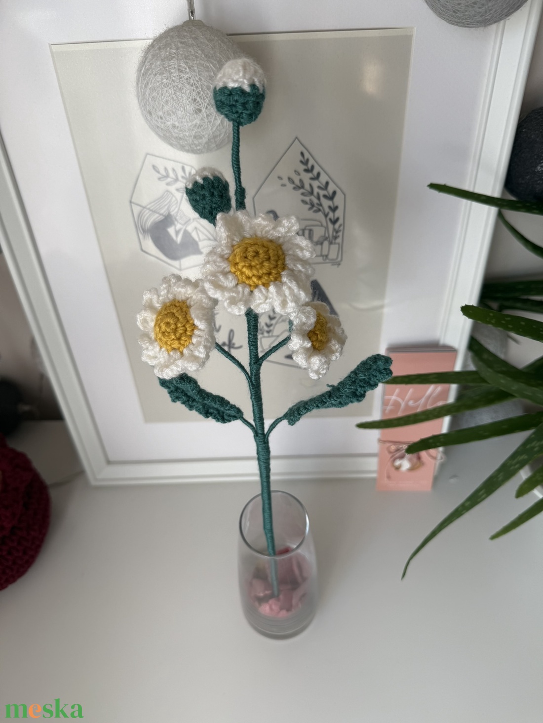 Horgolt Daisy - Százszorszép - otthon & életmód - dekoráció - virágdísz és tartó - csokor & virágdísz - Meska.hu