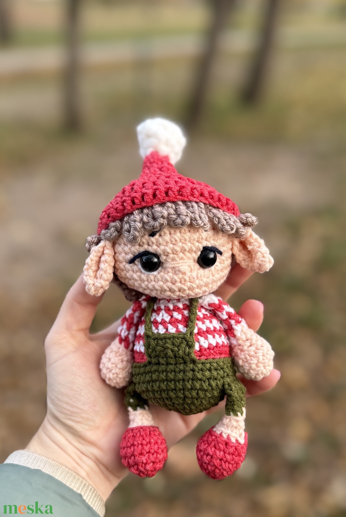 Horgolt karácsonyi elf - karácsony - karácsonyi lakásdekoráció - karácsonyi manók, figurák - Meska.hu