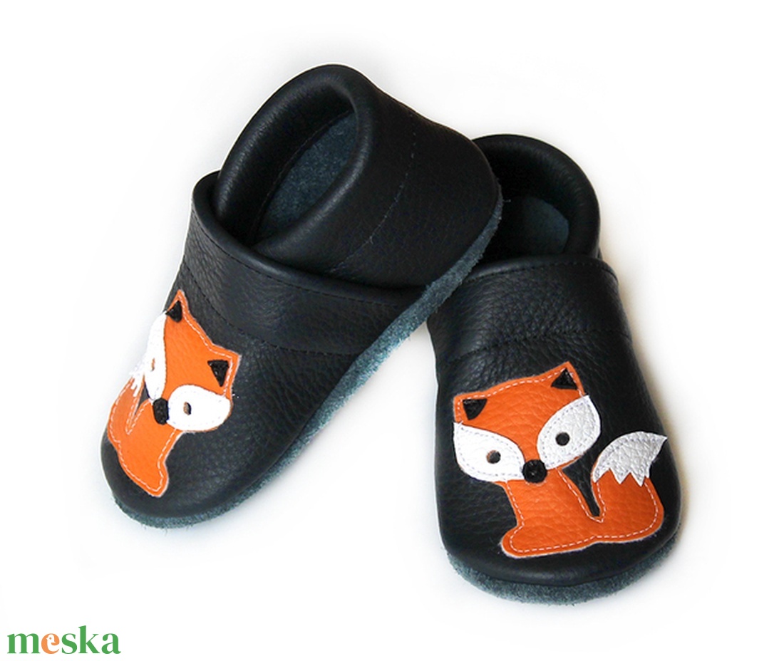 Hopphopp puhatalpú cipő - Rókás/fekete  - ruha & divat - cipő & papucs - cipő, szandál - Meska.hu