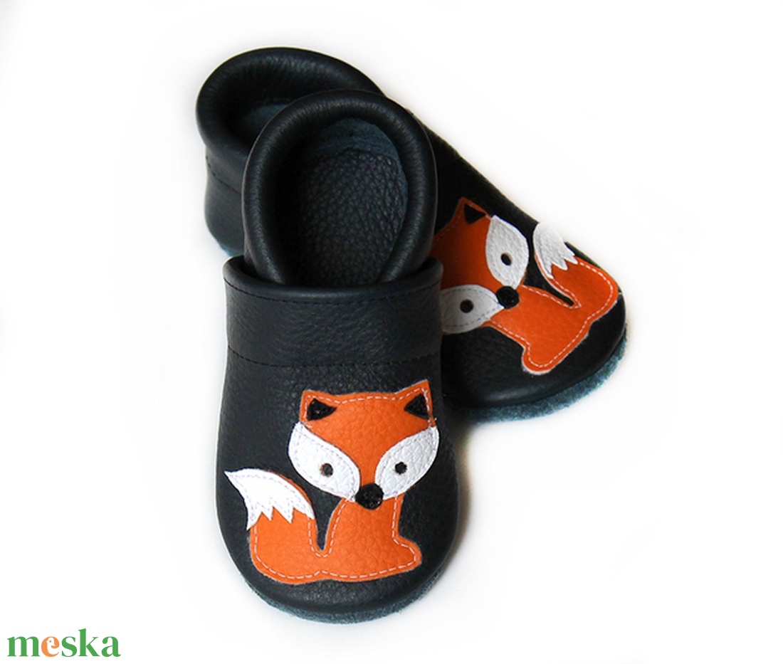 Hopphopp puhatalpú cipő - Rókás/fekete  - ruha & divat - cipő & papucs - cipő, szandál - Meska.hu