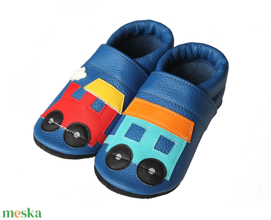 Hopphopp puhatalpú cipő - Vonatos/Kék - ruha & divat - cipő & papucs - cipő, szandál - Meska.hu