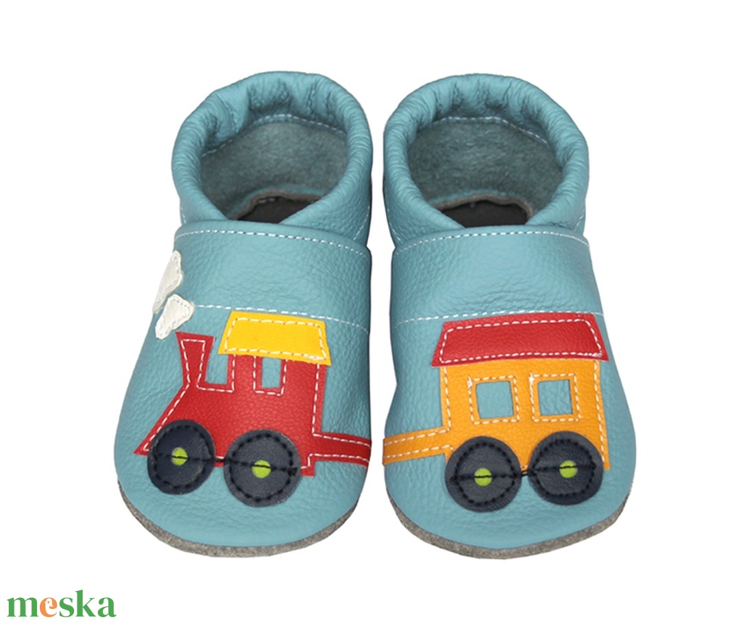 Hopphopp puhatalpú cipő - Vonatos/világoskék - ruha & divat - cipő & papucs - cipő, szandál - Meska.hu