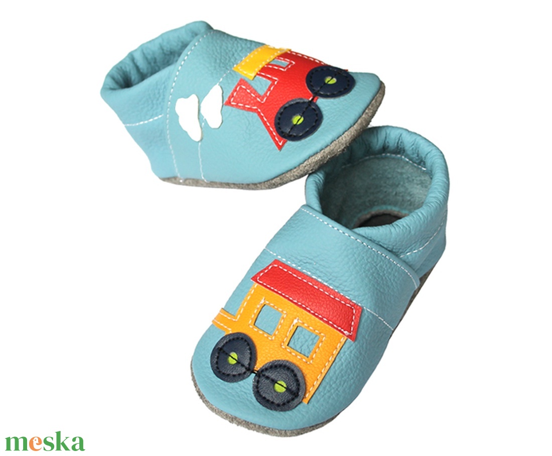 Hopphopp puhatalpú cipő - Vonatos/világoskék - ruha & divat - cipő & papucs - cipő, szandál - Meska.hu