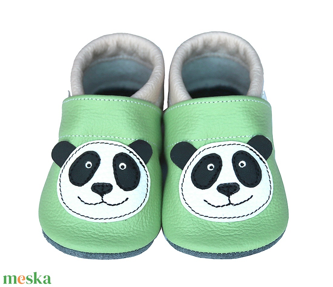 Új! Hopphopp puhatalpú cipő - Panda/Zöld - ruha & divat - cipő & papucs - cipő, szandál - Meska.hu