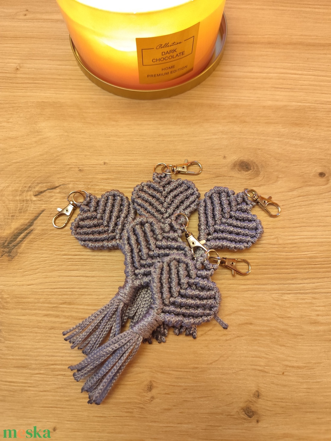 Fonott szív makramé kulcstartó - táska & tok - kulcstartó & táskadísz - kulcstartó - Meska.hu