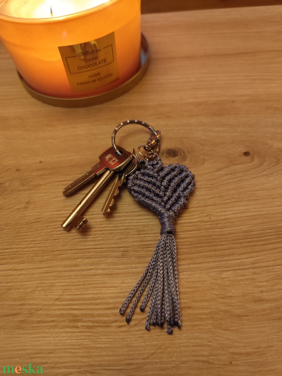 Fonott szív makramé kulcstartó - táska & tok - kulcstartó & táskadísz - kulcstartó - Meska.hu