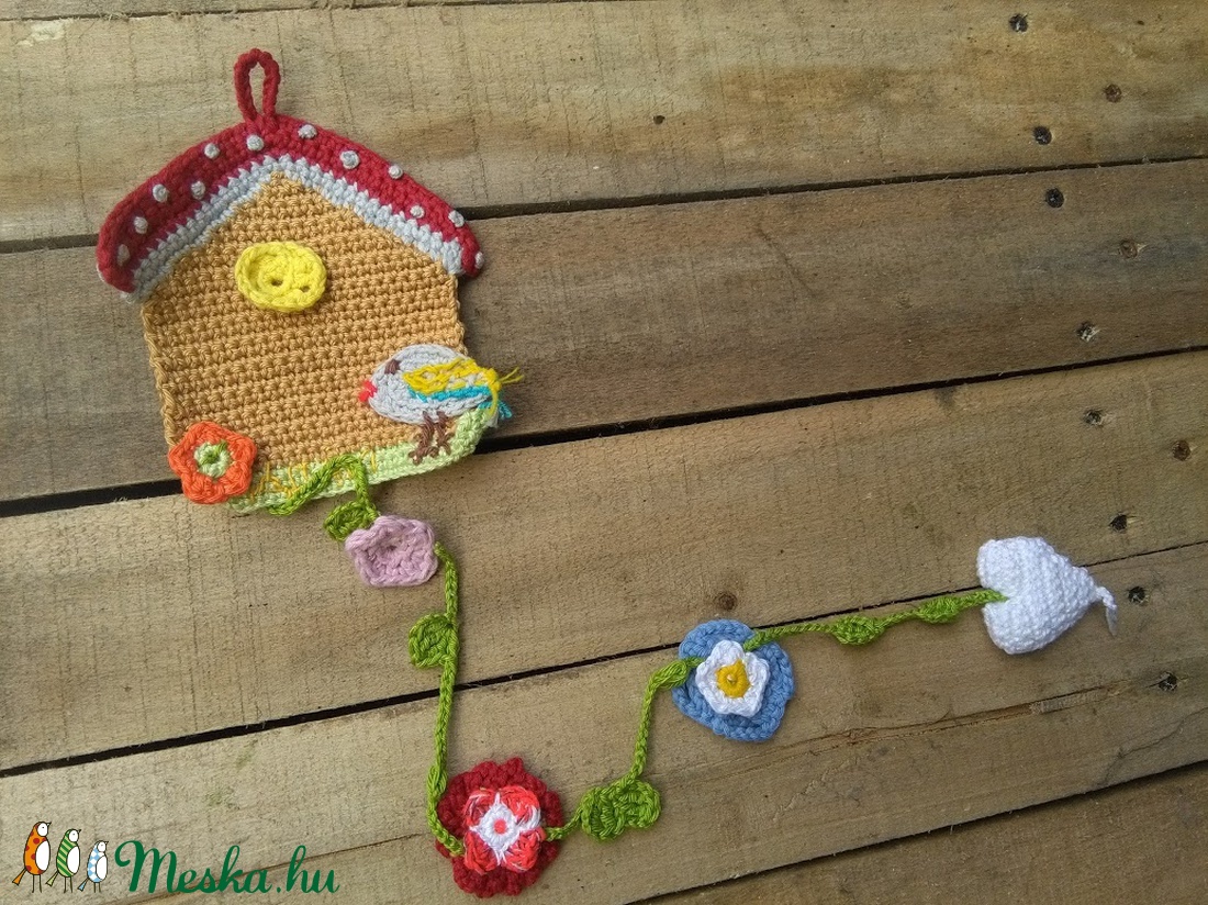 Házikó-  virággal- szívvel -madárkával - otthon & lakás - dekoráció - Meska.hu
