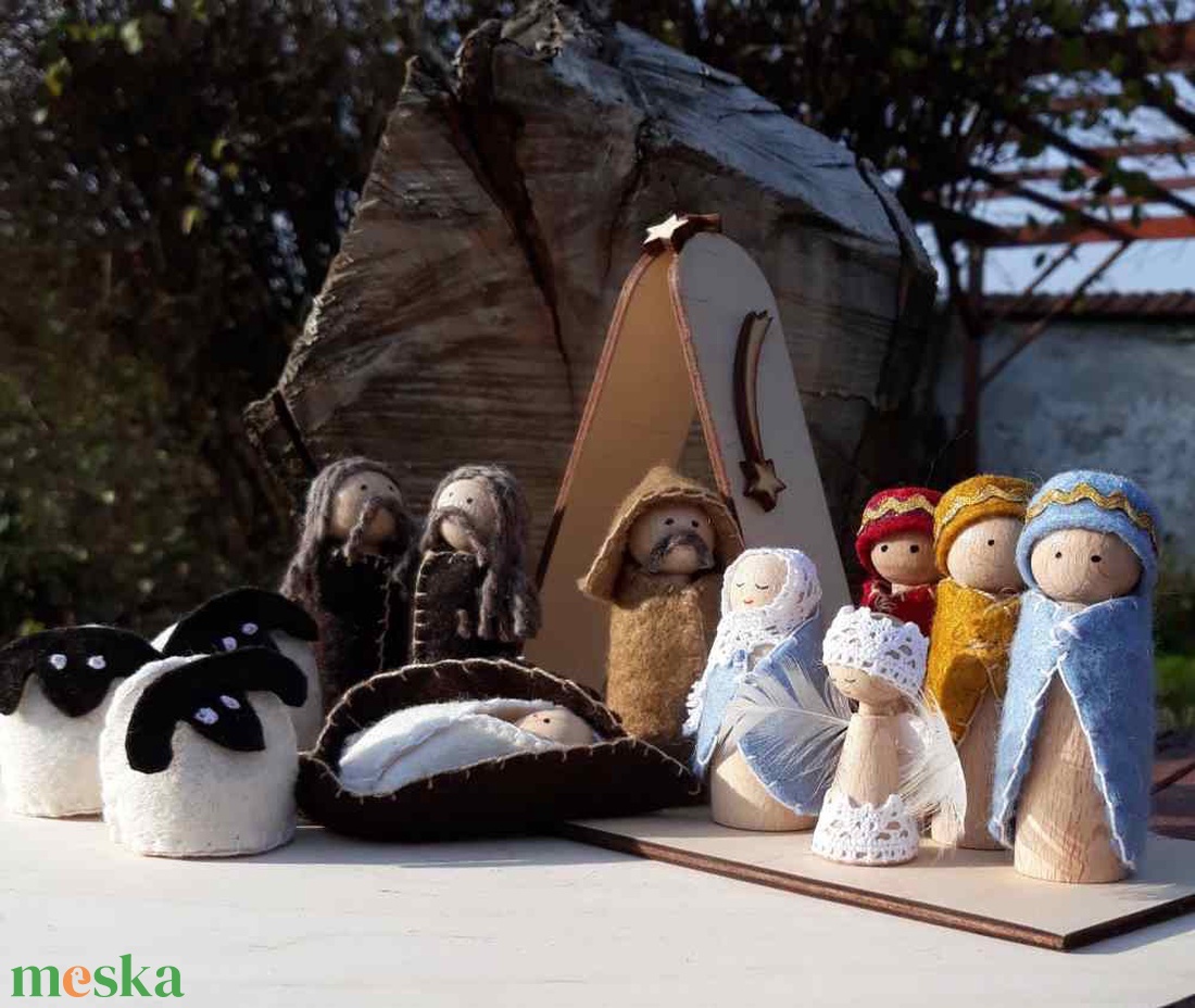 Betlehem - a szent család, bárányokkal, angyalkával, pásztorokkal és a három királlyal - játék & sport - készségfejlesztő és logikai játék - montessori szivárvány, waldorf játékok - Meska.hu