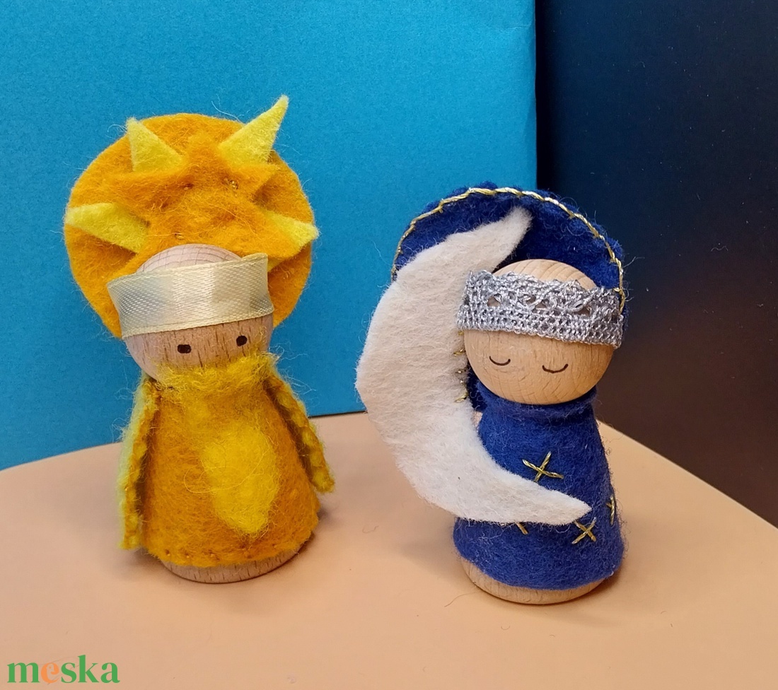 Waldorf Manók, Nap Király és Hold Anya - játék & sport - készségfejlesztő és logikai játék - montessori szivárvány, waldorf játékok - Meska.hu