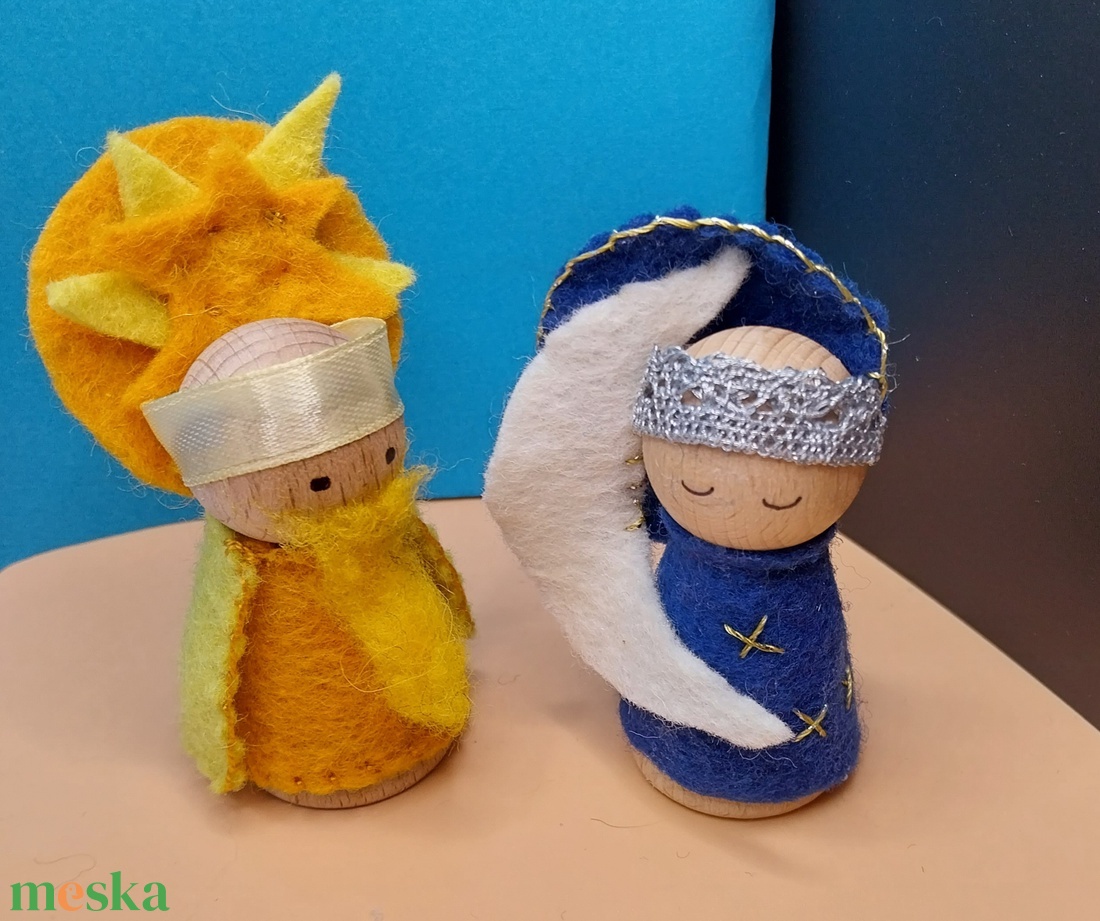 Waldorf Manók, Nap Király és Hold Anya - játék & sport - készségfejlesztő és logikai játék - montessori szivárvány, waldorf játékok - Meska.hu