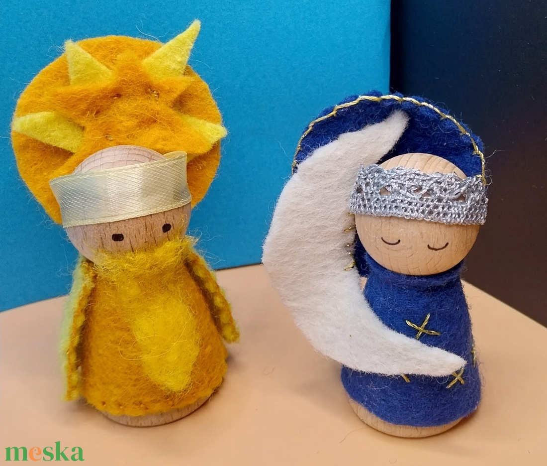 Waldorf Manók, Nap Király és Hold Anya - játék & sport - készségfejlesztő és logikai játék - montessori szivárvány, waldorf játékok - Meska.hu