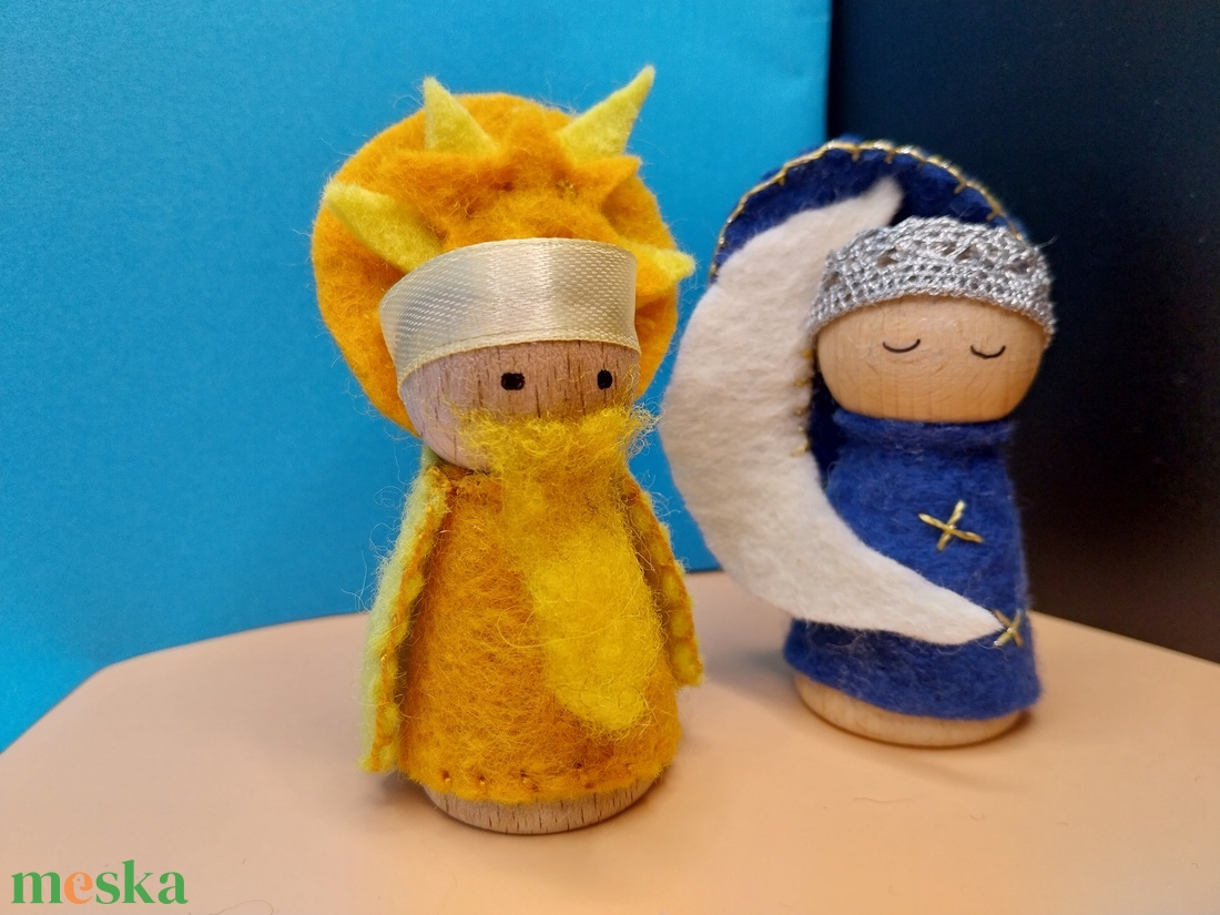 Waldorf Manók, Nap Király és Hold Anya - játék & sport - készségfejlesztő és logikai játék - montessori szivárvány, waldorf játékok - Meska.hu