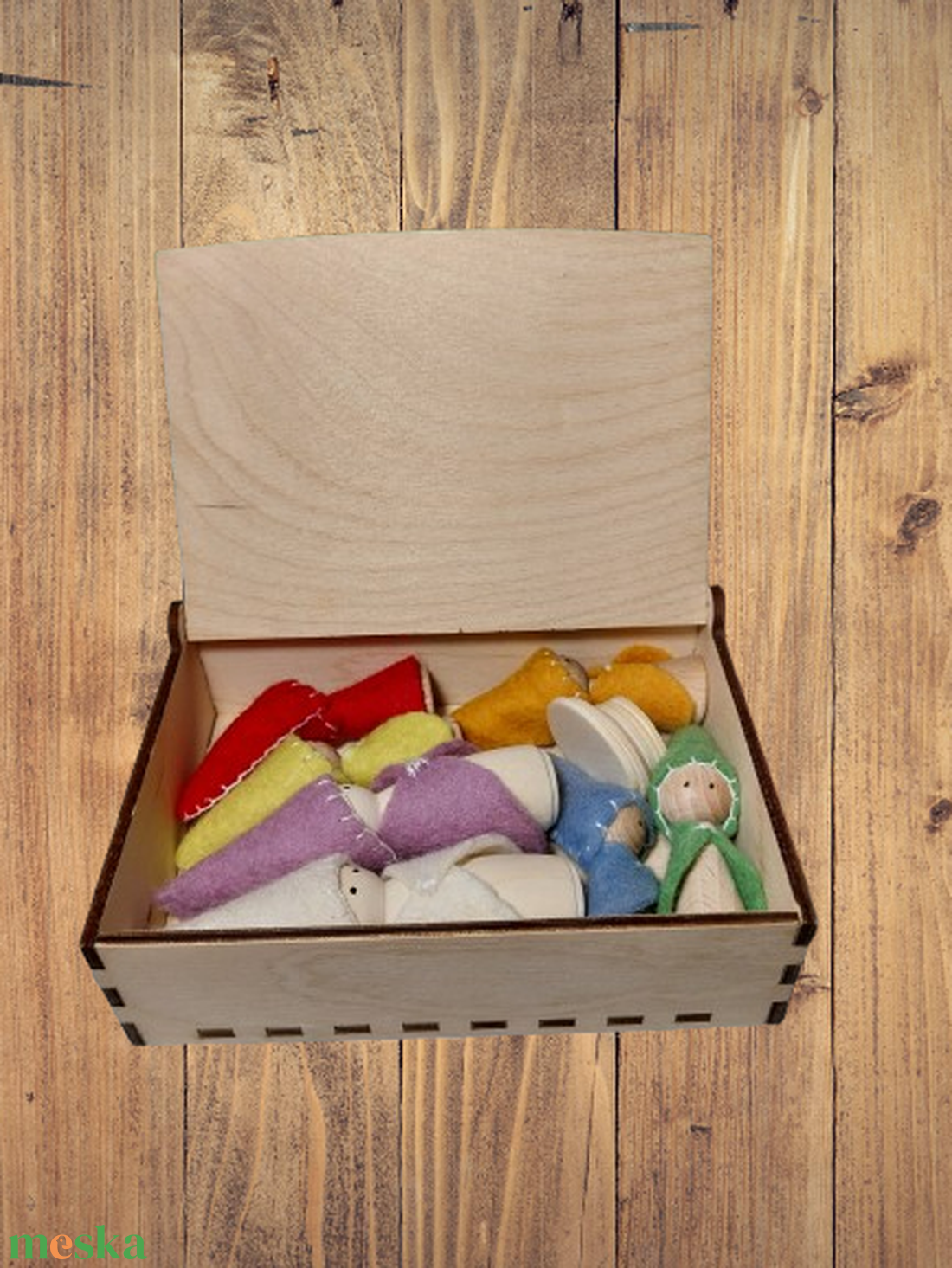 Hét napjai waldorf törpék dobozkában - játék & sport - készségfejlesztő és logikai játék - montessori szivárvány, waldorf játékok - Meska.hu