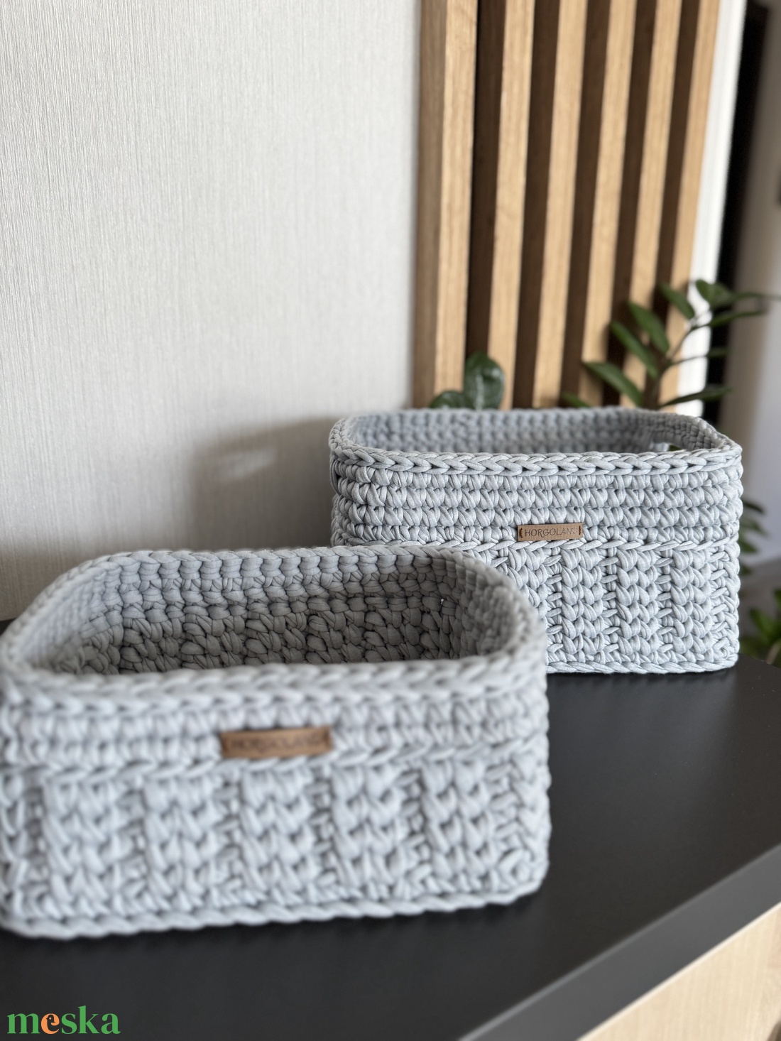 'Mintakaland' horgolt füles kosárszett - otthon & életmód - tárolás & rendszerezés - tárolókosár - Meska.hu