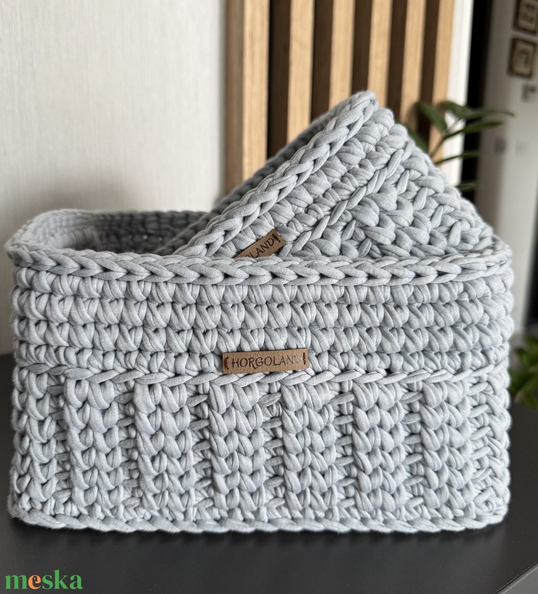 'Mintakaland' horgolt füles kosárszett - otthon & életmód - tárolás & rendszerezés - tárolókosár - Meska.hu