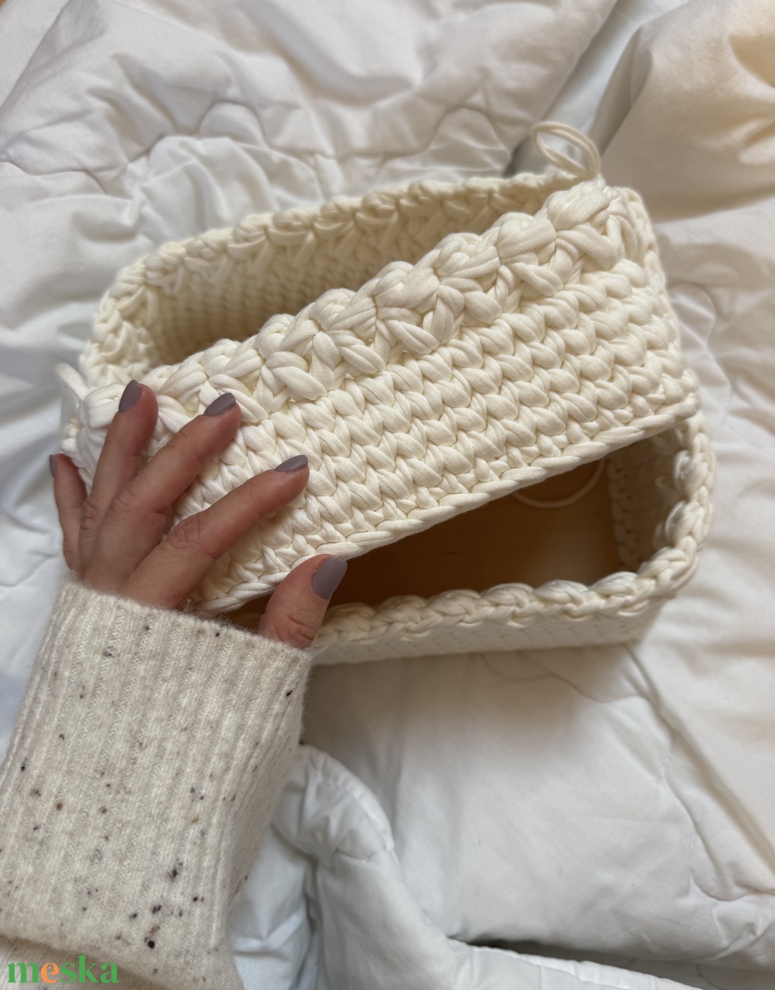 Snowy Xmas � két részes horgolt kosárszett - otthon & életmód - tárolás & rendszerezés - tárolókosár - Meska.hu