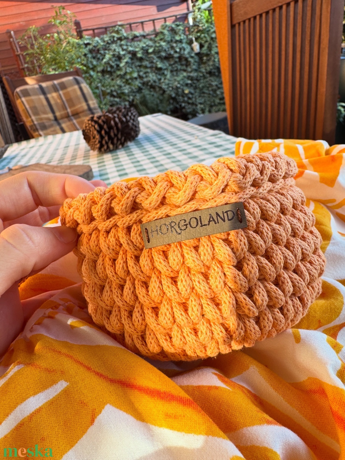 Pumpkin Spice Latte horgolt kosárszett - otthon & életmód - tárolás & rendszerezés - tárolókosár - Meska.hu