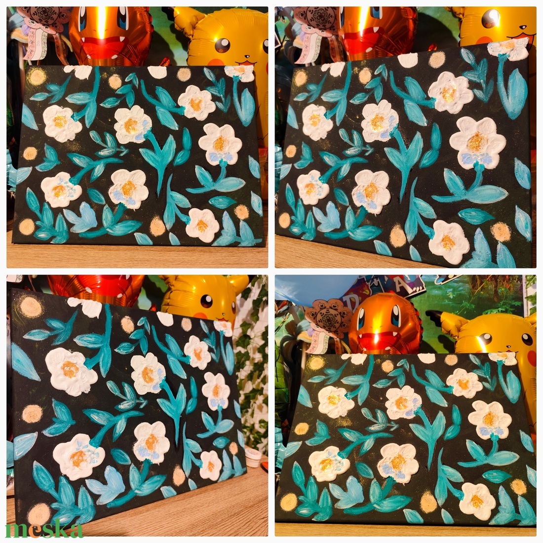 Virágos vászon  - művészet - festmény - akril - Meska.hu