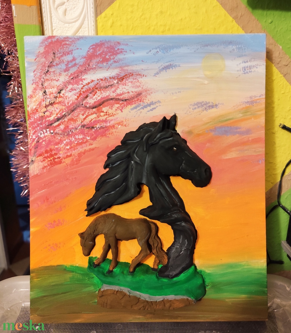 Lovas festmény  - művészet - festmény - akril - Meska.hu