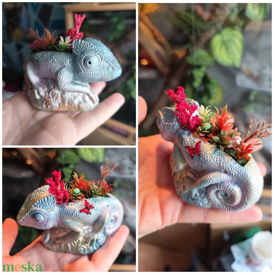 Párduc kaméleon virágtartó  - otthon & életmód - virágdekoráció - virágdíszek - asztali virágdísz - Meska.hu