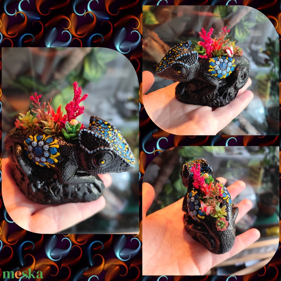 Párduc kaméleon virágtartó  - otthon & életmód - virágdekoráció - virágdíszek - asztali virágdísz - Meska.hu