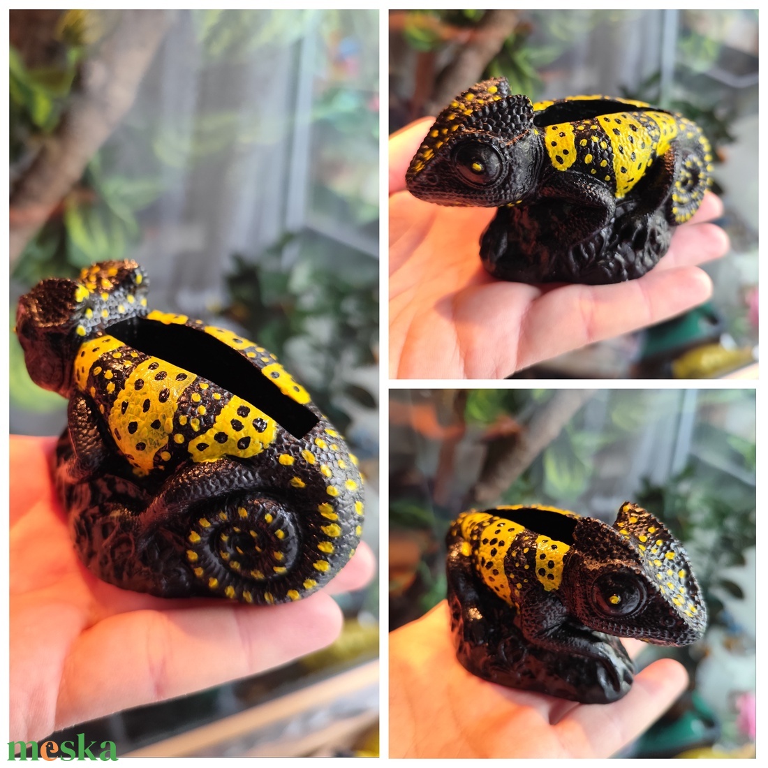 Párduc kaméleon virágtartó  - otthon & életmód - virágdekoráció - virágdíszek - asztali virágdísz - Meska.hu