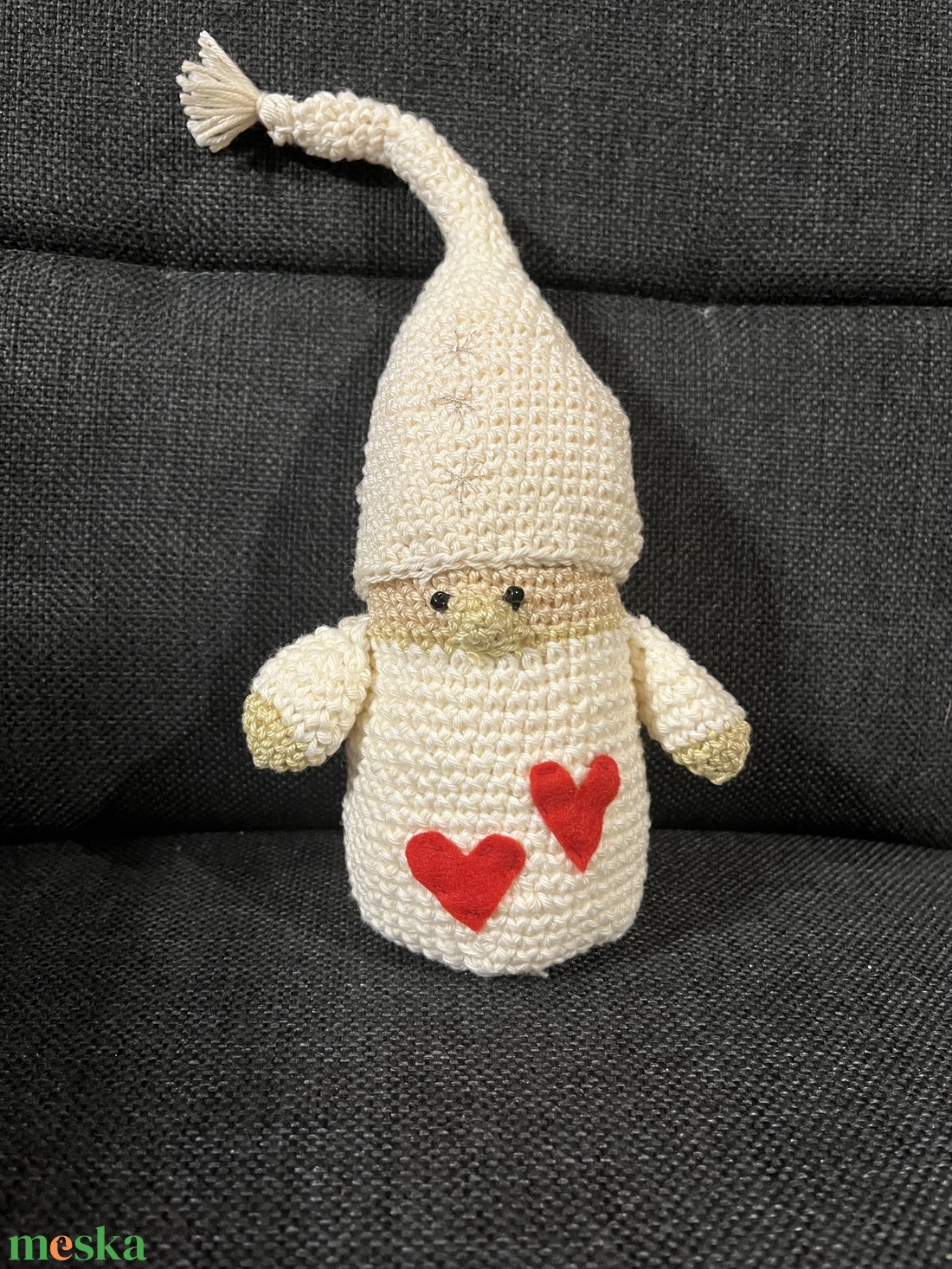 horgolt karácsonyi manó (20 cm) - karácsony - karácsonyi lakásdekoráció - karácsonyi manók, figurák - Meska.hu