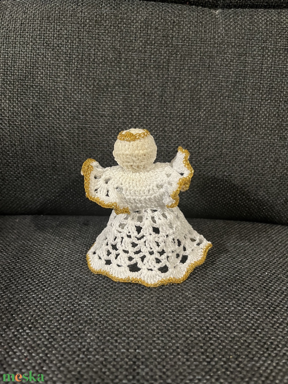 horgolt angyal (8 cm) - karácsony - karácsonyi lakásdekoráció - karácsonyfadíszek - Meska.hu