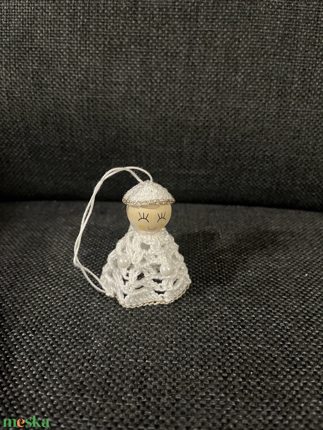 Horgolt angyal (6 cm) - karácsony - karácsonyi lakásdekoráció - karácsonyfadíszek - Meska.hu